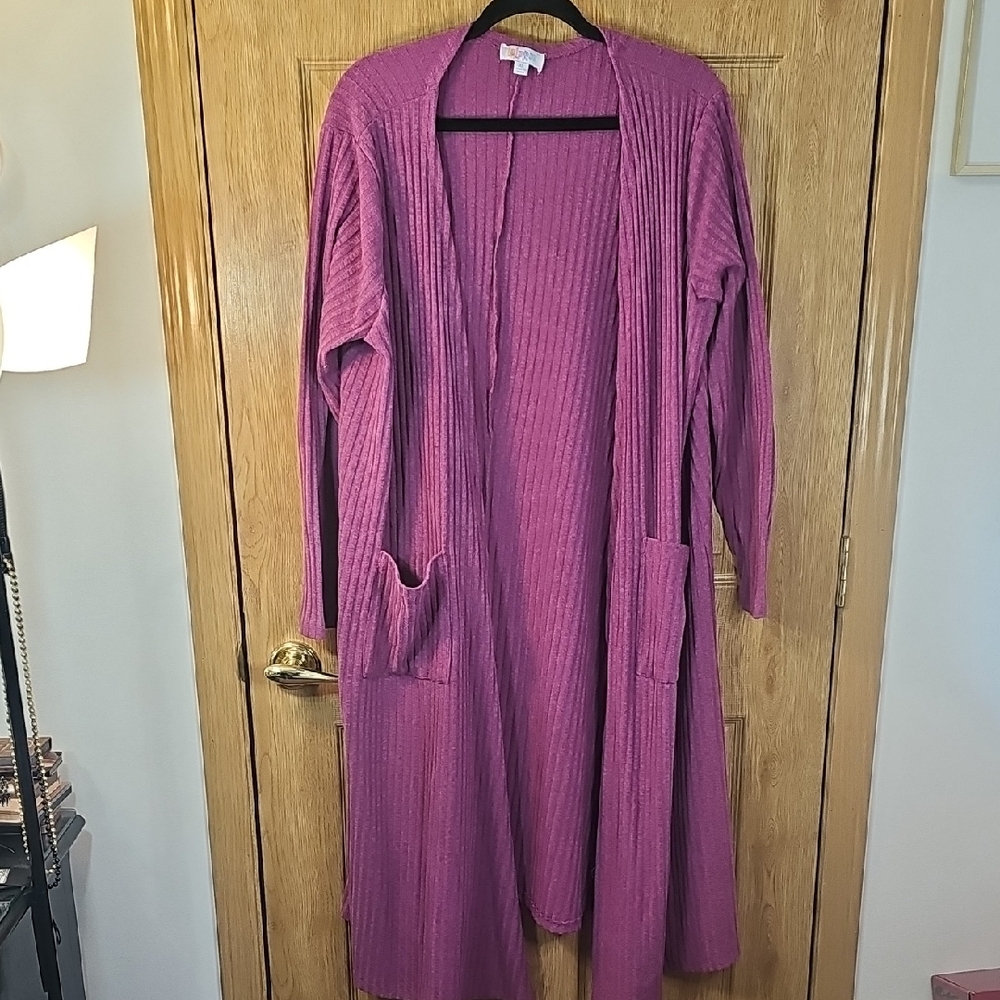 LuLaRoe Purple Ribbed Open Cardigan